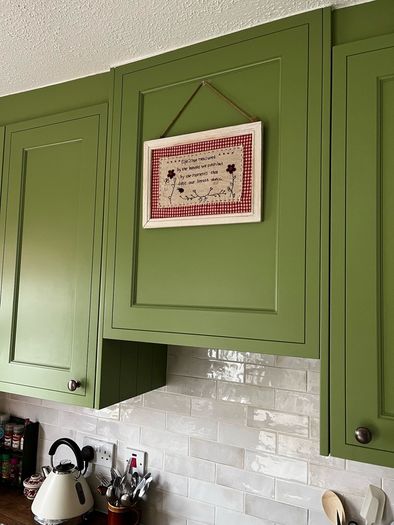 Vintage Embroidered Gingham Picture Frame