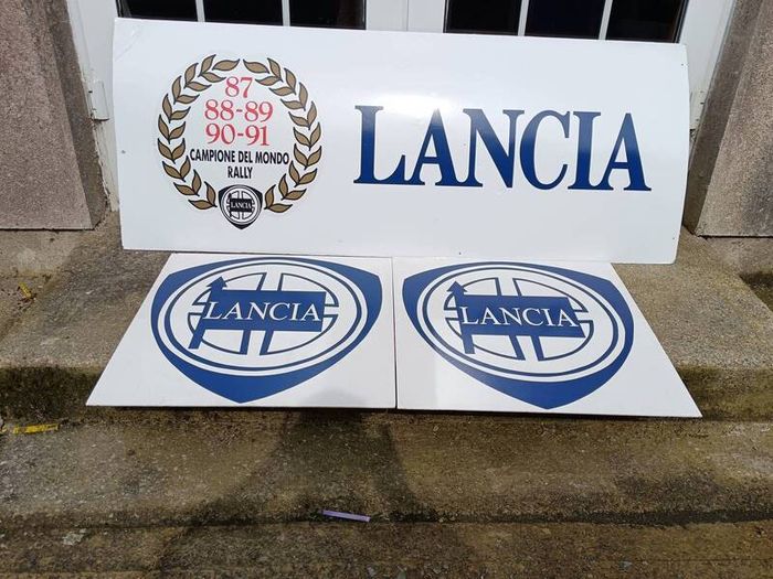 3 X Vintage Lancia Car Dealership Signs