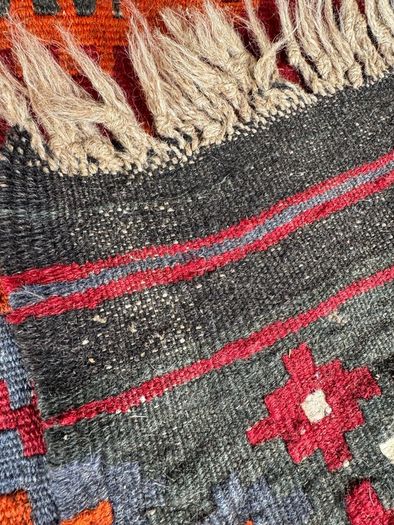 Large Vintage Handwoven Tribal Kilim Rug Wool Flatweave (203x275cm)