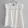 Pre Owned White Eyelet Ruffle Sleeve Blouse Image 3