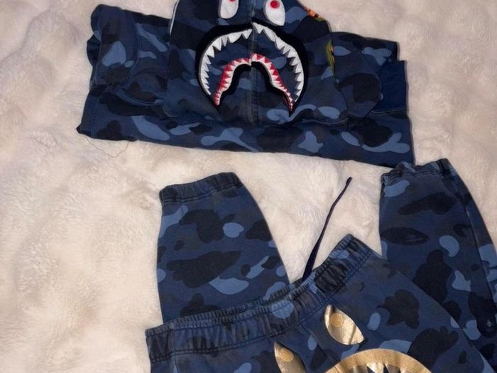 BAPE full navy and blue camo tracksuit