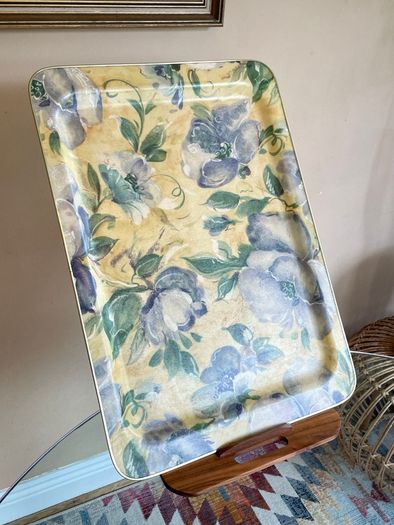 Retro Arnold Designs Floral Fiberglass Large Tray