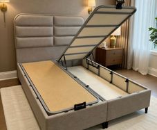 Ottoman double beds on sale beige and grey color