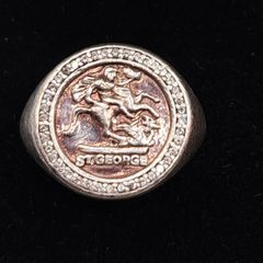 sterling silver st George Medal signet ring
