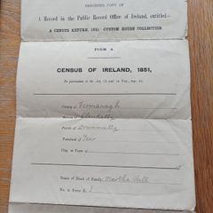 Fermanagh 1851 Census Form for Bell family, Teer
