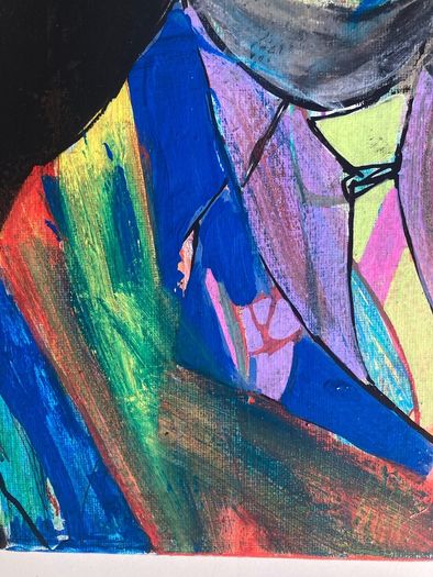 Original James Joyce Portrait in Abstract Painting by Artist