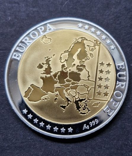 IRELAND 2003 EIRE .999 Silver Europa Gold Gilded Medal