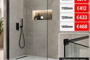 Aqualla matt black wetroom panel see below for prices all sizes