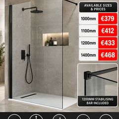 Aqualla matt black wetroom panel see below for prices all sizes