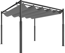 Outdoor Garden Pergola 3 x 3 m with Retractable Roof and Magnetic Fastening, UPF30+ Sun Shelter, Grey