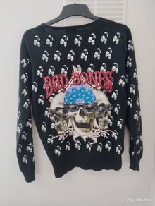 Vintage Y2K Siren Mall Goth Cherry Skull Sequin Cardigan