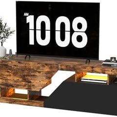 TV Cabinet Lowboard with LED Handle-Free Open TV Board Sideboard 2 Flaps / Doors TV Cabinet Modern TV Table Lowboard for TVs up to 65 Inch TV Shelf for Living Room, Entertainment Room