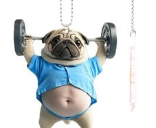 Adorable Pug Acrylic Car Rearview Mirror Accessories 2D Cute Puppy Pendant Ornaments Keychain Charms For Car Backpacks Decor