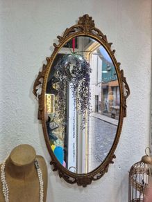 Mirror Vintage Gold painted  metal Mirror