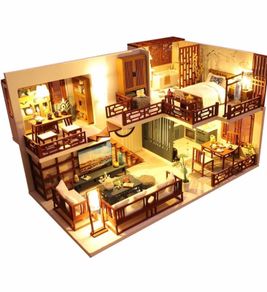 Dollhouse Miniature with Furniture, DIY DollHouse Kit Plus Dust Proof and Music Movement, 1:24 Scale Creative Room (MULTIPLE STYLES