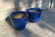 Pair of glazed garden pots