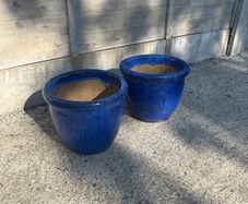 Pair of glazed garden pots