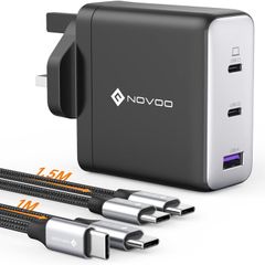 USB C Charger, MacBook Pro/Air Charger, 3-Port 120W GaN Fast Charger, PD3.0, PPS, USB Plug UK, USB-C Laptop Charger for MacBook Pro, MacBook Air, iPhone 16/15, Galaxy S24/S23, iPad, Laptops