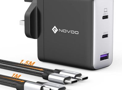 USB C Charger, MacBook Pro/Air Charger, 3-Port 120W GaN Fast Charger, PD3.0, PPS, USB Plug UK, USB-C Laptop Charger for MacBook Pro, MacBook Air, iPhone 16/15, Galaxy S24/S23, iPad, Laptops