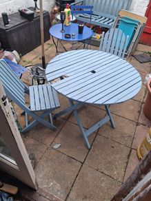 Garden table and chairs x 2