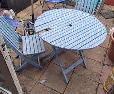 Garden table and chairs x 2