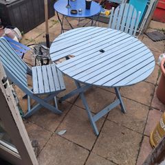 Garden table and chairs x 2