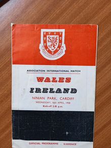 1958 Wales v Northern Ireland football programme in Indian Park Cardiff