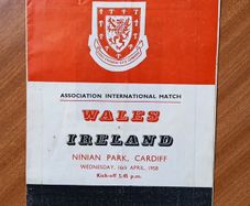 1958 Wales v Northern Ireland football programme in Indian Park Cardiff