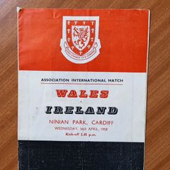 1958 Wales v Northern Ireland football programme in Indian Park Cardiff