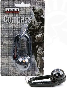 Carabiner with compass and thermometer