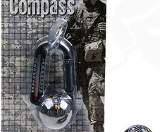 Carabiner with compass and thermometer