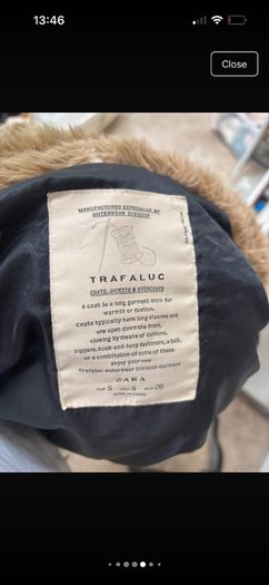 Navy Zara Coat with fur lined hood
