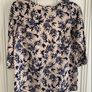 Ladies Beige blouse featuring a navy blue leaf and butterfly pattern: Size 8 Image 2