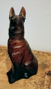 Vintage Shepherd Dog Glass Decanter.