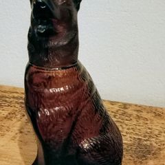 Vintage Shepherd Dog Glass Decanter.