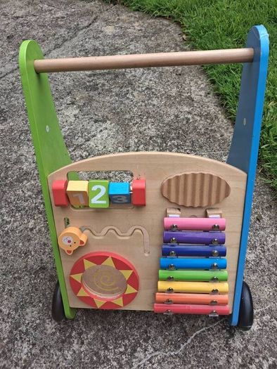 Wooden toddler walker