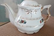 Vintage Floral Porcelain Teapot with Gold Gilding