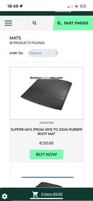 Skoda Superb boot mat/liner