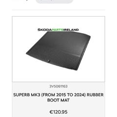 Skoda Superb boot mat/liner
