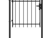 Fence Gate Single Door with Spike Top Steel 1x1 m Black