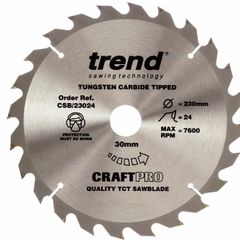Trend CSB/23024 CraftPro Saw Blade for Wood 230 x 30mm x 24T