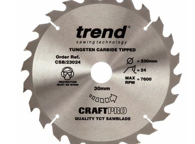 Trend CSB/23024 CraftPro Saw Blade for Wood 230 x 30mm x 24T