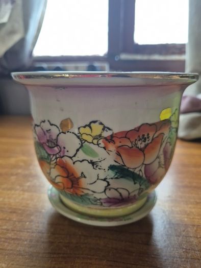 Colourful Vintage Chinoiserie Planter. Jardiniere.