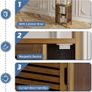 Bathroom Cabinet, Bamboo Floor Cabinet Free Standing, 4 Tier Sofa Side Storage Cupboard for Living Room Kitchen Bedroom, Walnut Image 3