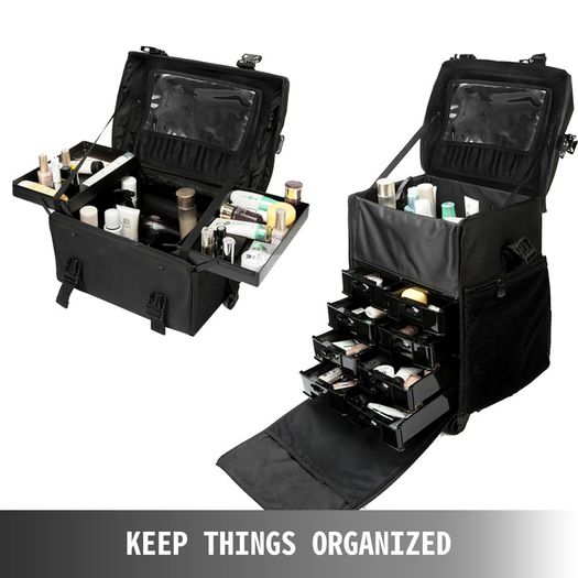Large Professional Makeup Case Trolley Women Cosmetic Organizer Luggage Trolley Bag Detachable Nail Beauty Tattoo Suitcase
