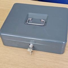 Steel Cash box Large grey money safe lockable cashbox