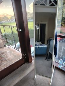 Full length floor mirror with white frame