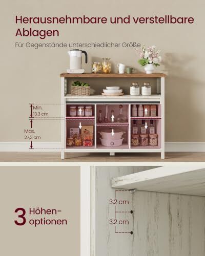 Sideboard Kitchen Cabinet Storage Cabinet with 2 Sliding Doors Adjustable Shelves