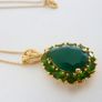 Sterling silver, 14k gold plated, green onyx & diopside pendant & necklace Image 2