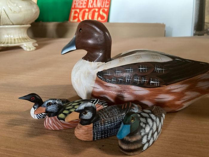 Collection of wooden ducks